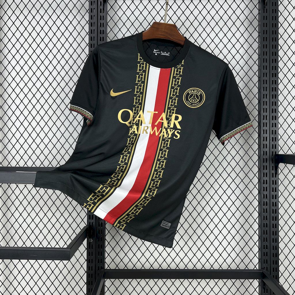 Mens Paris Saint-Germain 2025/26 Black and Gold EditionJersey