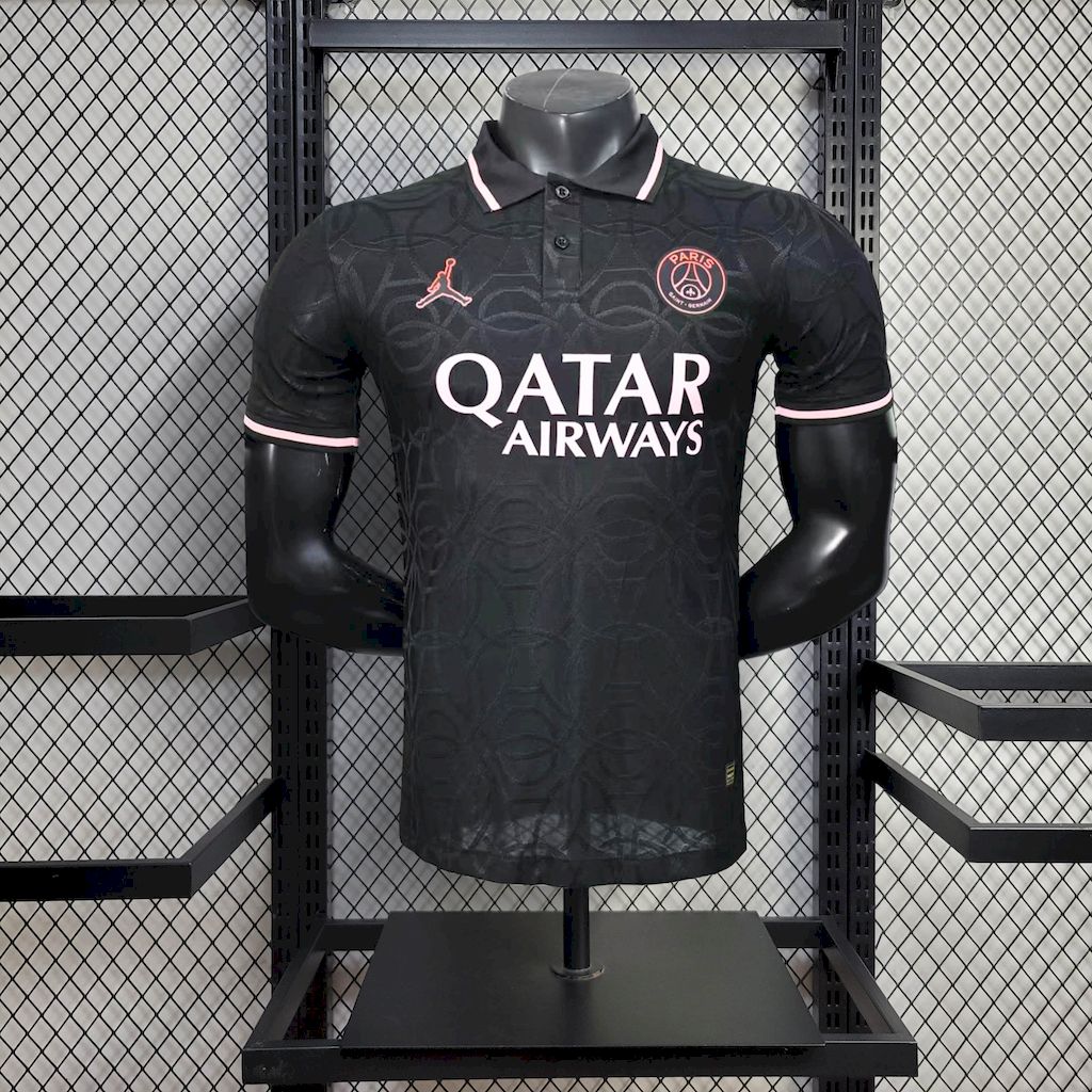 Mens Paris Saint-Germain 2025/26 Black Polo Jersey Player Version